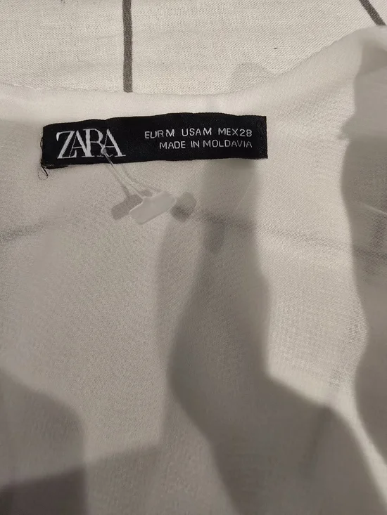 Zara Cream Tie Waist Mini Dress Feminine Chic Flowy Neutral Blogger Style Size M - Picture 6 of 6